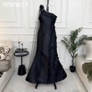 Customized Prom Gown Evening Formal Dress Party Occasion YPMWZX One Shoulder A-line Floor Length Skirts Flower Bespoke