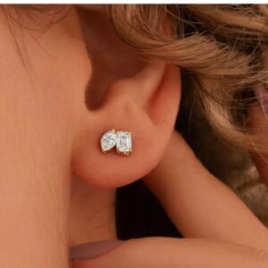 Custom Toi et Moi et Le Reste Studs D Color Moissanite Diamond Sunflower Earrings For Women 925 Sterling Silver Stud Earrings