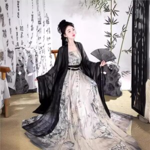 Hanfu female ink hidden calligraphy work new Chinese national