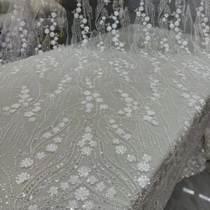 African Lace Fabric 2025 High Quality Nigerian Lace Beaded Sequins French Net Fabric 5 Yards For Wedding Dresses Sewing