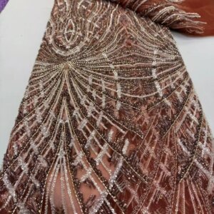 African Sequins Embroidery Lace Fabric, Groom Lace Fabric, Luxury Beaded Wedding Party Dress, High Quality, Y1189, 5 Yards, 2025
