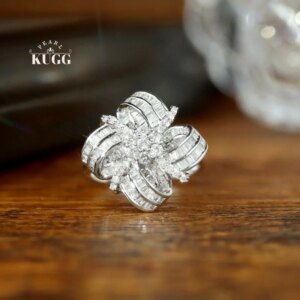 KUGG 100% 18K White Gold Rings Women 0.75carat Real Natural Diamond Engagement Ring Romantic Elegant Style High Party Jewelry