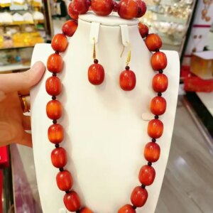 New Nigeria Dubai Coral Bead  Necklace Earrings Bracelet Wedding Party Jewelry Set for Lovers YY10605