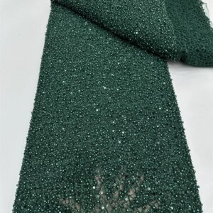 African Mesh Lace Fabric Nigerian Beads Lace Fabric 2025 High Quality French Nigeria Lace Dresses for Women Party Wedding Sewing