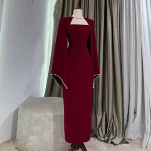 Little Daisy CustomizedPearl Pleat Straight Square Neck Midi Dresses Bespoke Occasion Dresses Matching Modern Style