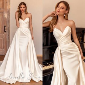 LRosella Luxury Bohemia Chic Wedding Dresses for Women Elegant Floor-Length Pleating Strapless A-Line Bride Bespoke Gowns 2024