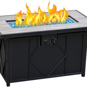Outdoor fire pit table propane gas fireproof rectangular fire table 42 inches 60000 BTU, used for outdoor terraces and backyards