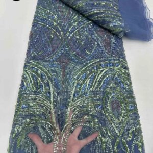 Newest French Sequin Mesh Lace Fabric 2025 High Quality African Nigerian Beaded Lace Tulle Bridal Party Dress Sewing 5 Yards
