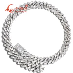S925 Silver Cuban Link Necklace 18mm Wide Trapezoidal Rhombic Baguette Iced out Hip Hop Moissanite Chain Jewelry Women And Men