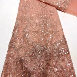 Sequence African Lace Fabric 5 Yards Embroiderd Nigerian Lace Fabric 2025 High Quality Laces Groom Tulle French Lace For Drees