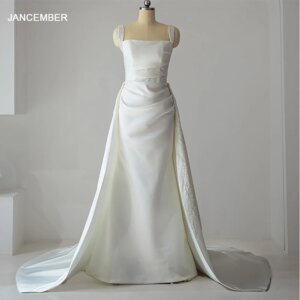 Popular Design Wholesale Wedding Dresses For Women A-line Spaghetti Straps Zipper Square Collar Beading Robe Mariage QD06289
