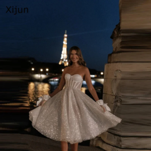 CustomizedGlitter Long Wedding Dresses Sweetheart Sleeveless Prom Dresses Tulle Bridal Gowns Bride Robes Vestidos De Novia Eveni