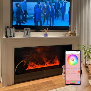 Smart Mist Fireplace with Voice Control English Commands 128 Gradient Colors APP Connectivity Home Decor