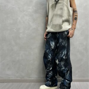 Retro Tie-Dyed Wide-Leg Pants Drooping Straight Loose Design Niche Casual Pants