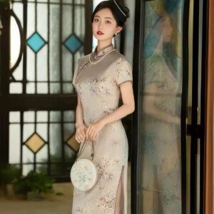 High Quality Improved High-End Real Silk Cheongsam Qipao 2024 New Summer Women’s Chinese National Style Dress Temperament Long