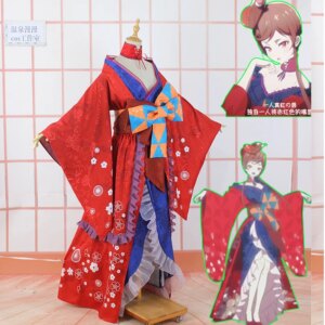 COS-HoHo [Customized] Anime ZOMBIE LAND SAGA Yuugiri Red Kimono Gorgeous Dancing Uniform Cosplay Costume Halloween Party Outfit
