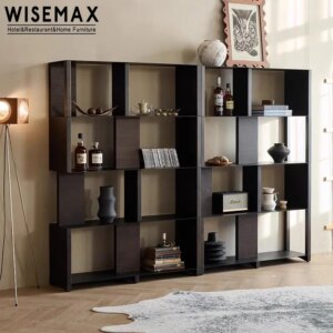 WISEMAX FURNITURE Modern OAK Wood Bookshelf  Decorative Storage Cabinet wooden display bookcase Living Room furniture