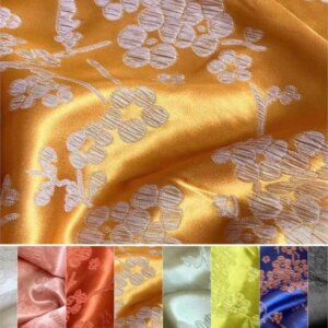 Silk interwoven jacquard fabric plum blossom stretch wide crepe large cheongsam new Chinese