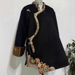 Simple Daily Casual Overcoat Fashionable Lhasa Jacket Girl Top Chinese Tibetan Women Winter Plush Thickened Casual Coat FE014
