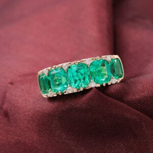 Provence 18K/14K/10K Solid Gold Elongated Cushion Cut Lab Grown Colombian With DEF VVS Round Moissanite Filigree Ring