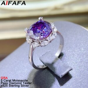 5 Carat Purple Moissanite Rings for Women s925 Silver Lab Grown Diamond Gemstone Moissanita Finger Ring Fine Jewellery GRA