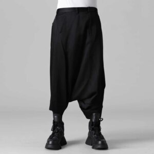 YOJI OOAK Original Design Black Casual Loose Black Low Crotch Pants Haren Drop Casual Pants for Men