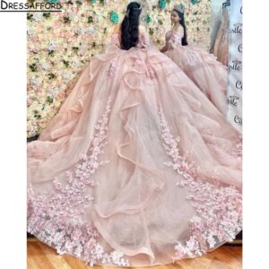 Luxury Glittering Pink Quinceanera Dresses Birthday Party Prom Princess Ball Gown Vestidos De 15 Anos Corset