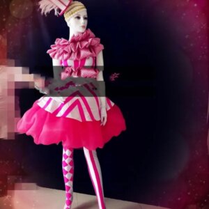Clown costume auto show playground parade costume rose striped plaid
