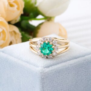 Provence 18K/14K/10K Solid Gold Old European Cut Lab Grown Colombian Halo Cluster Ring For Woman Trendy Jewelry Customized Gift