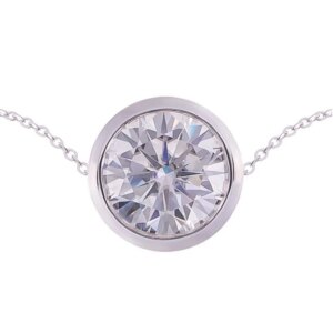 Provence 7ct Moissanite Diamond Solid 14K White Gold with GRA Certified Round Shape Solitaire Pendant Trendy Jewelry With Chains