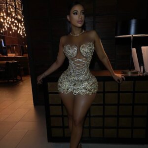 Gold Short African American Prom Dresses For Black Girls Beaded Sexy Birthday Party Homecoming Cocktail Dresses Customized