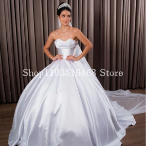 Sweetheart Bridal Gowns Satin Formal Wedding Dresses Ivory Corset Custom A-line Wedding Dresses For Woman Customised