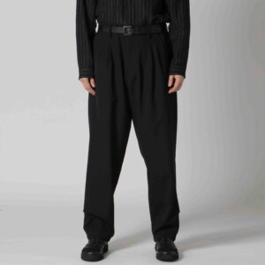 YOJI OOAK Japanese original design pleated straight leg casual pants black versatile button decoration pants for men