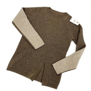 Contrast Color 100 Pure Cashmere Sweaters with Split