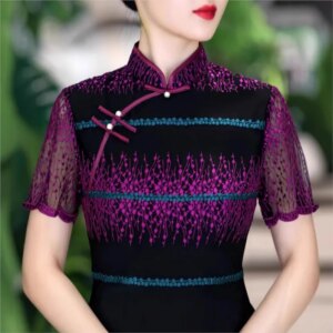 Catwalk cheongsam costume performance modified version of light temperament