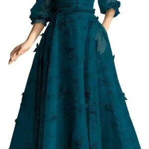 Custom Made Women’s Puffy Sleeve Prom Dresses 3D Butterfly Long V Neck Tulle Ball Gown Formal Evening Party Gown evening dress