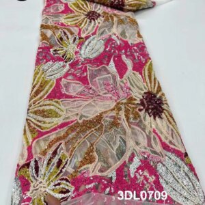 Fashion African Sequin Lace Fabric 2025 High Quality French Nigerian Embroidery Tulle Lace Fabric Women’s Evening Dresses