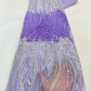 5Y Hot Sale Fashion Design Africa High Quality Embroidery Beads Net Lace Sequins In Multi Colors For Wedding or Party Dress