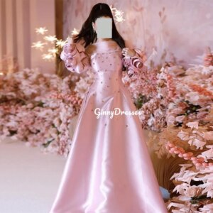 Customized Dresses For Prom A-Line Scoop Neckline Floor-Length Hand-Made Flowers Luxury Evening Dresses Long Sleeves Wedding