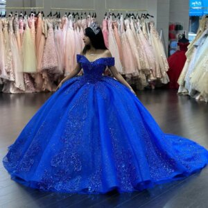 Customized Luxury Blue Ball Gown Quinceanera Dress 2025 Long Train Ruffle Princess Tulle Vestido De 15 Años Party Sweet 16 Dress