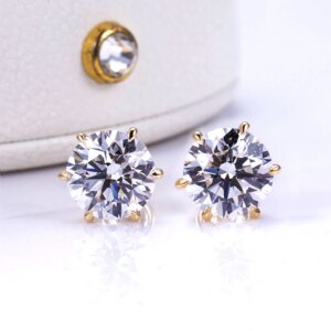IGI Certified 1-2CT Lab Grown Solitaire Diamond Stud Earrings Round Cut 6 Prong Screw Back 14K Gold Jewelry for Women 1 pair