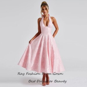 Ray Vintage Satin Homecoming Dresses Vestidos De Novia Halter A-line Cocktail Party Prom Gowns Ankle-length Customized New