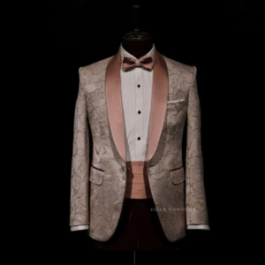 khaki Spring Autumn Formal Men Suits Jacquard Weave Two Pieces Groom Wear ( Jacket + Pants )