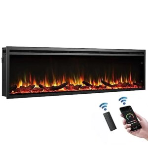 72″ Electric Fireplace Multi-Color Flames Modern Home Décor Solution Heating Options