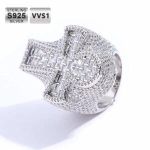 Hip Hop Style Luxury Cross Chilled Ring 925 Silver VVS Moissanite Ring Suitable For Both Men And Women Tested by Tester
