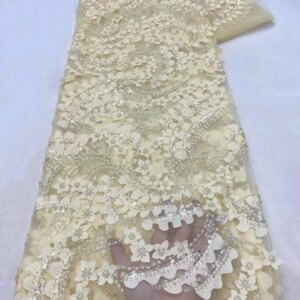 3D Lace Flowers Latest African Lace 2024 Styles French Party Lace Fabrics 5 Yards Tulle Nigerian Lace Fabrics For Bridal