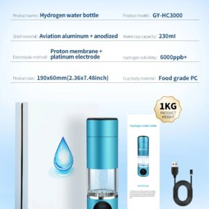 6000PPB SPE Hydrogen-Rich Water Cup USB Electric Hydrogen Rich Water Generator Bottle Healthcare