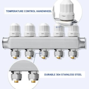 1″NPT ball valve port stainless steel floor hot manifold kit, including heated 3/4″ * Φ 16mm and 3/4 “* Φ 20mm brass adapters