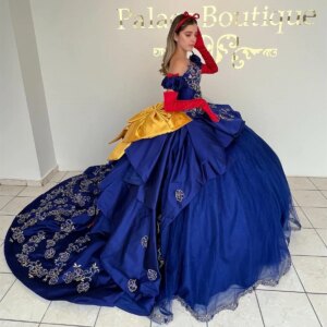 Royal Blue Princess Quinceanera Dresses Ball Gown Off The Shoulder Appliques Sweet 16 Dresses 15 Años Mexican Customized