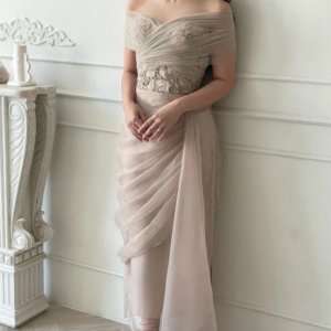 Little Daisy Customized Classic Modern Style Formal Evening Off The Shoulder A-line Beadings Bespoke Occasion Dresses